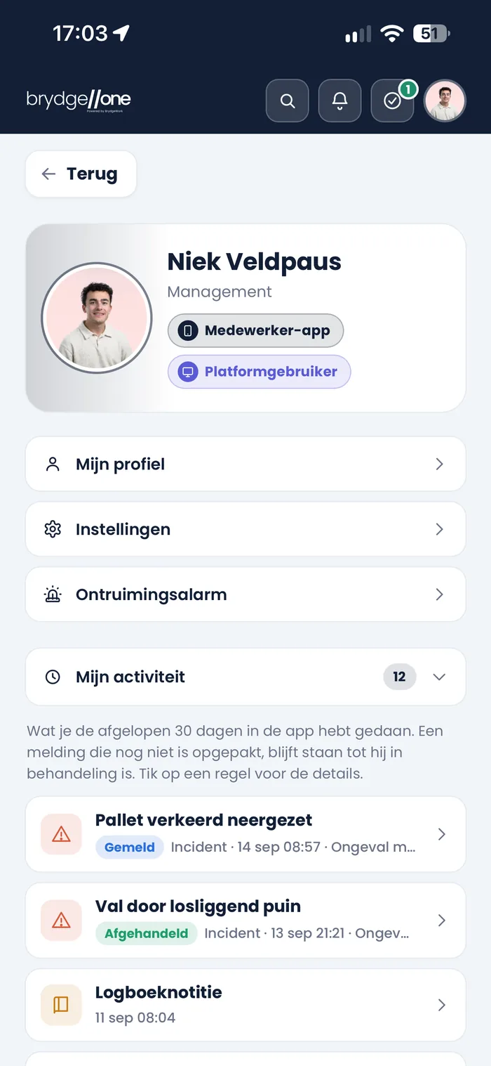 Status feedback on your report in the web app